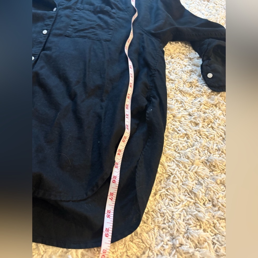 Aerie Black Linen Button-Up Shirt - Picture 5 of 6